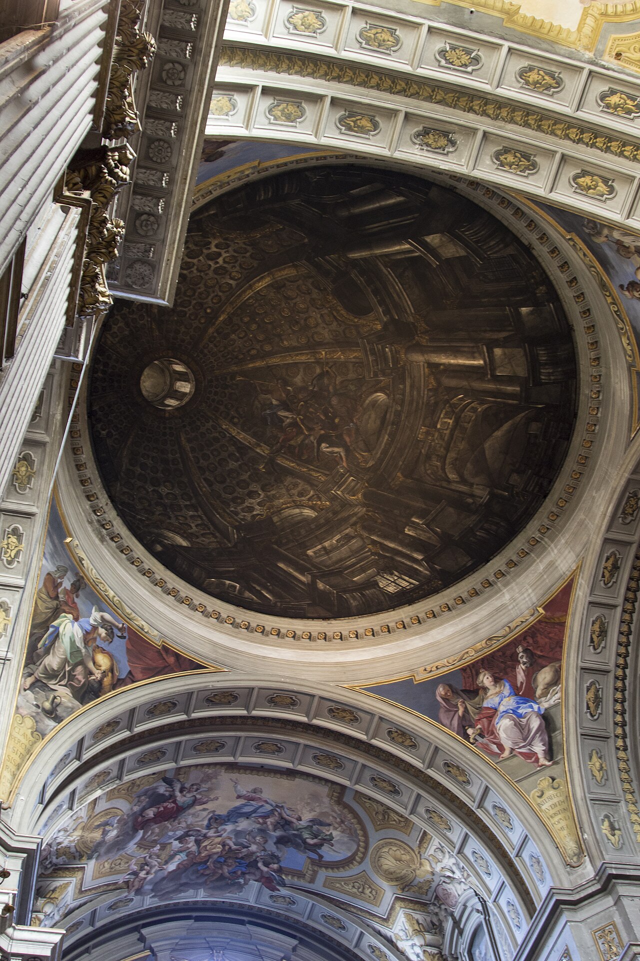 Sant’Ignazio’s painted dome seen from an off-axis viewpoint, with the apparent dome visibly distorted.