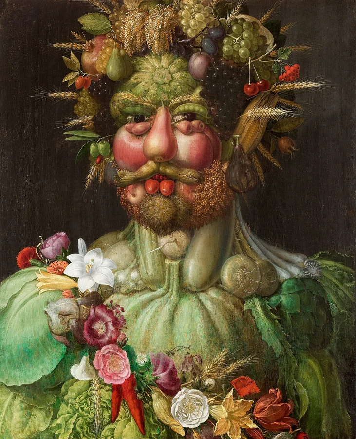 Vertumnus — Rudolf II appears as a face assembled from fruit, flowers, and vegetables.