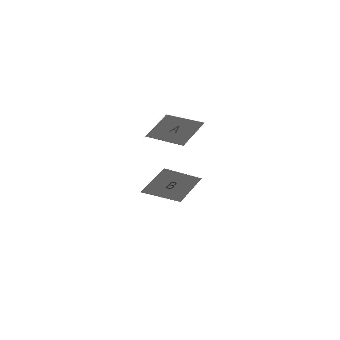 Checkerboard squares A and B isolated on white, revealing their matching grey shade.