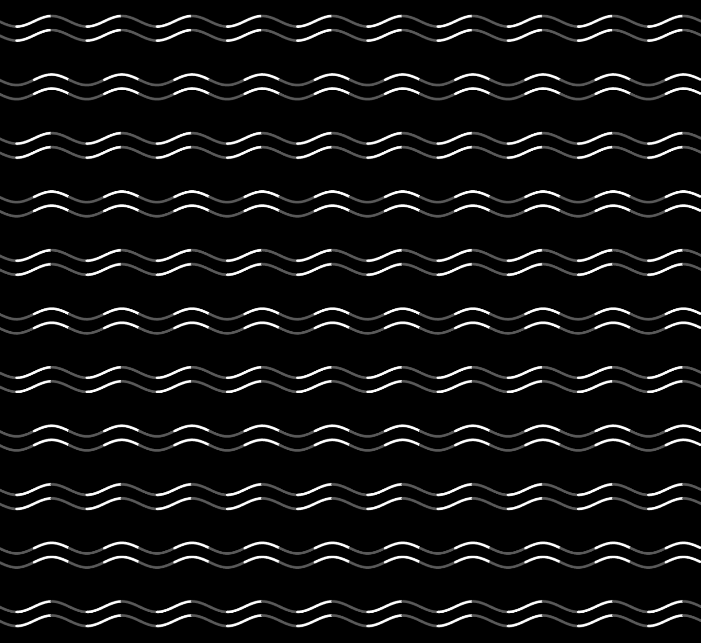 Alternating grey-and-white wavy lines on black in a comparison for the curvature blindness illusion.