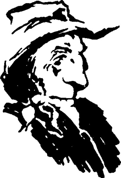 A black-and-white ambiguous portrait that can be read as a young man or an older man.