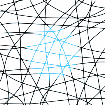 Crossing black lines with cyan central segments suggesting a translucent blue region.