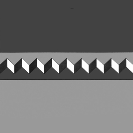 A repeating black-and-white sawtooth strip on grey with ambiguous depth orientation.