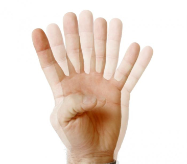 A composite image of a hand with overlapping finger positions, used as another sensory illustration.